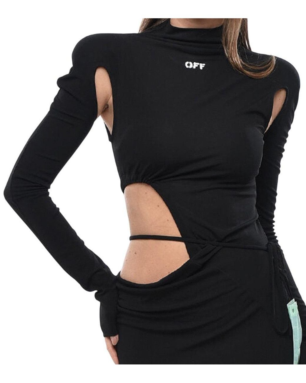 Off-White c/o Virgil Abloh Black Logo Turtle Neck Midi Dress