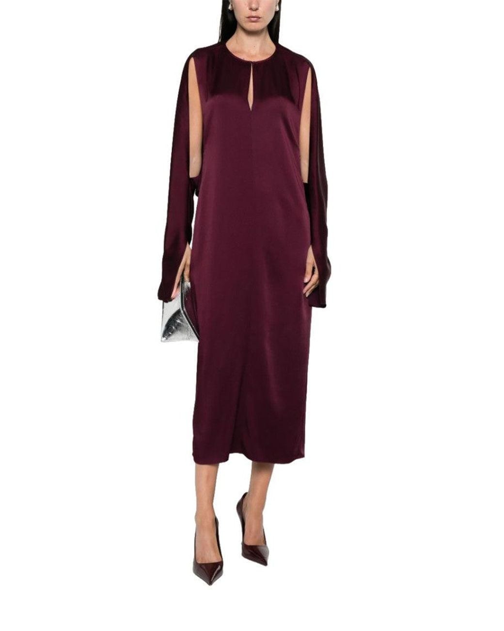 Stella McCartney Purple Dark Round Neck Midi Dress