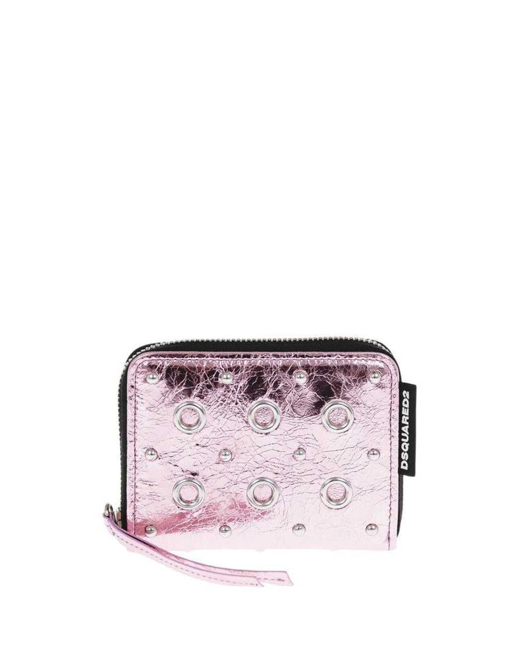 DSquared² Pink Eyelet Studded Wallet