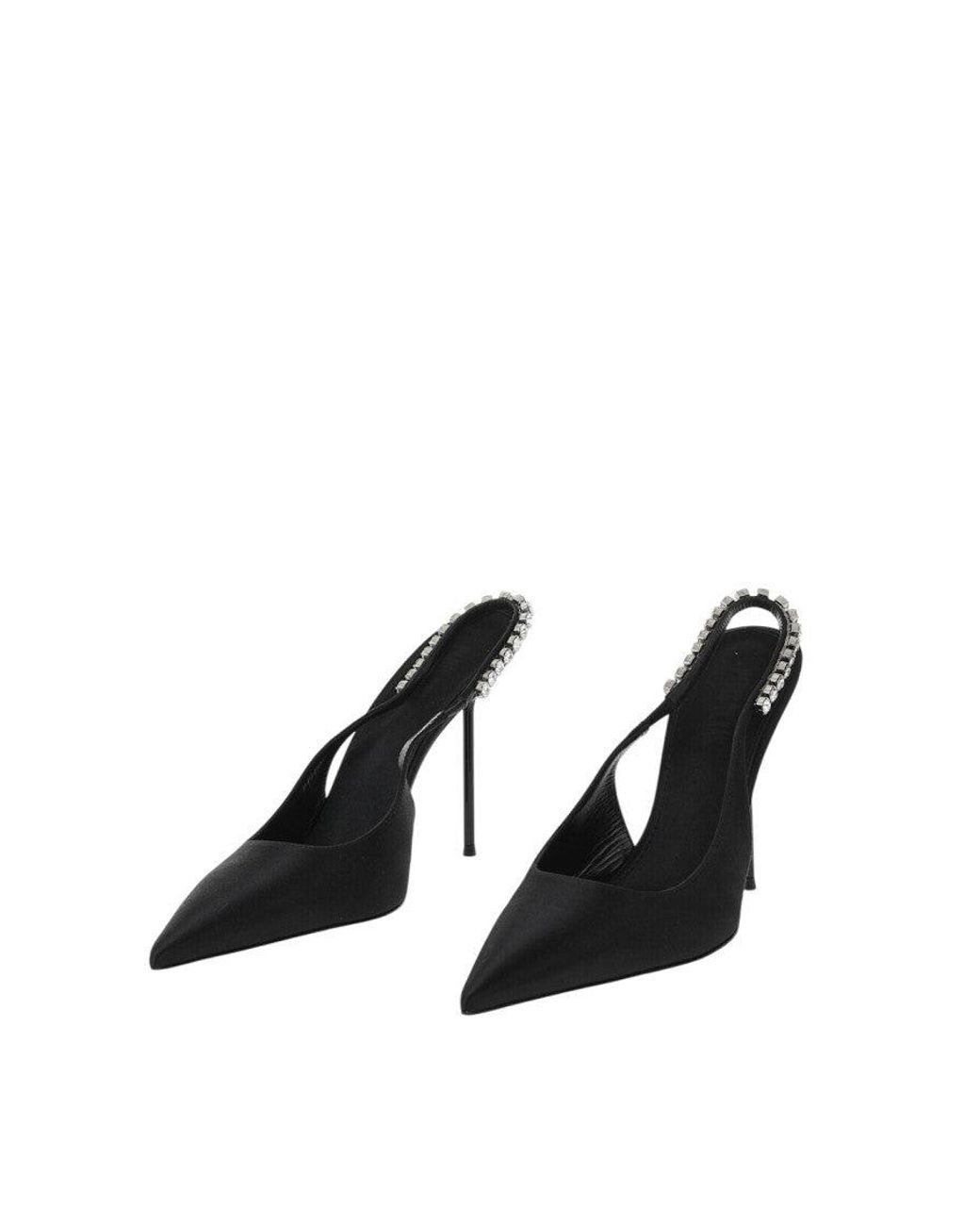 Paris Texas Black Slingback Rhinestone Pumps