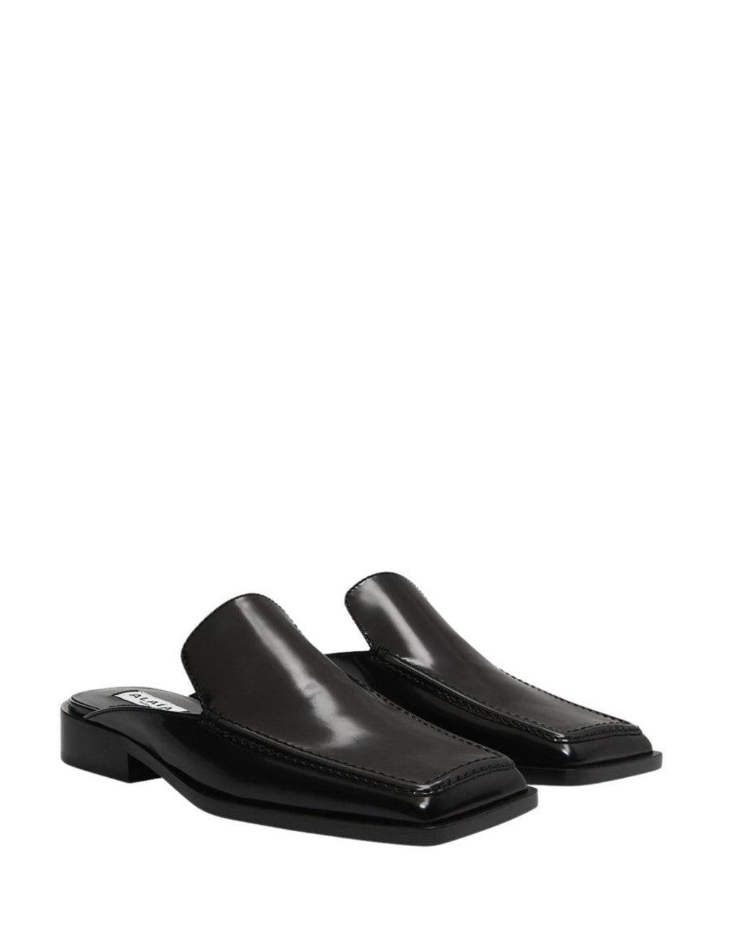Alaïa Black Square-Toe Mules