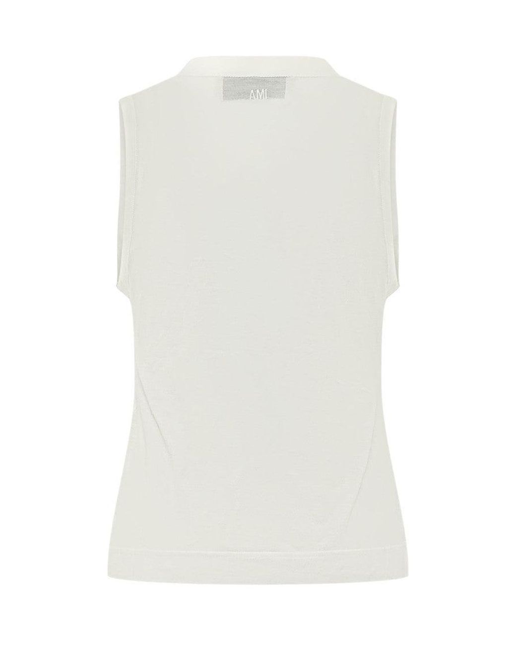 AMI White Gironeck Mini Tank Top
