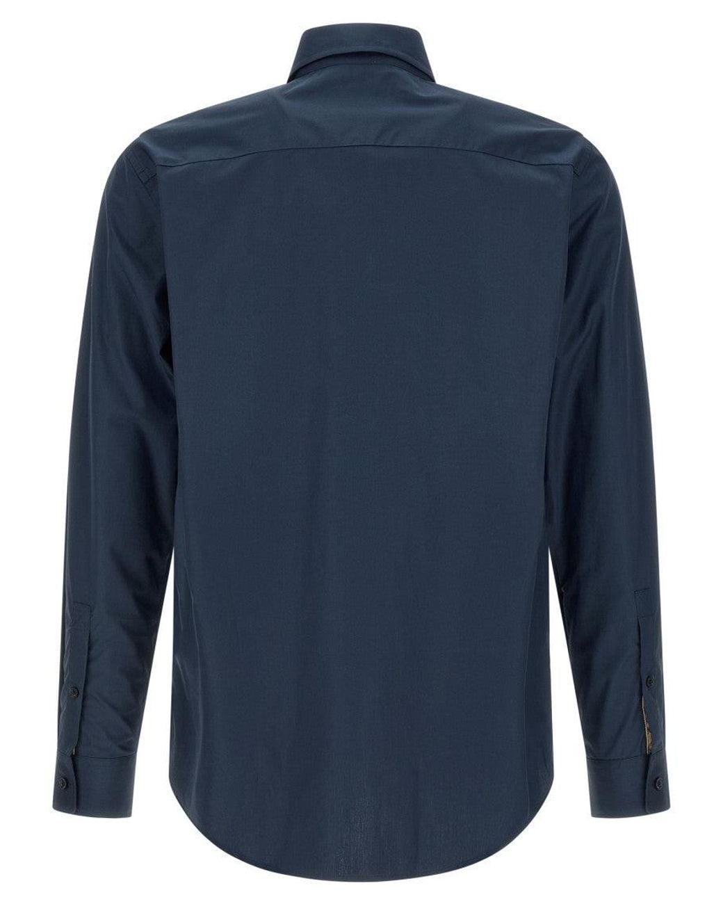 Burberry Blue Cotton Poplin Shirt for men