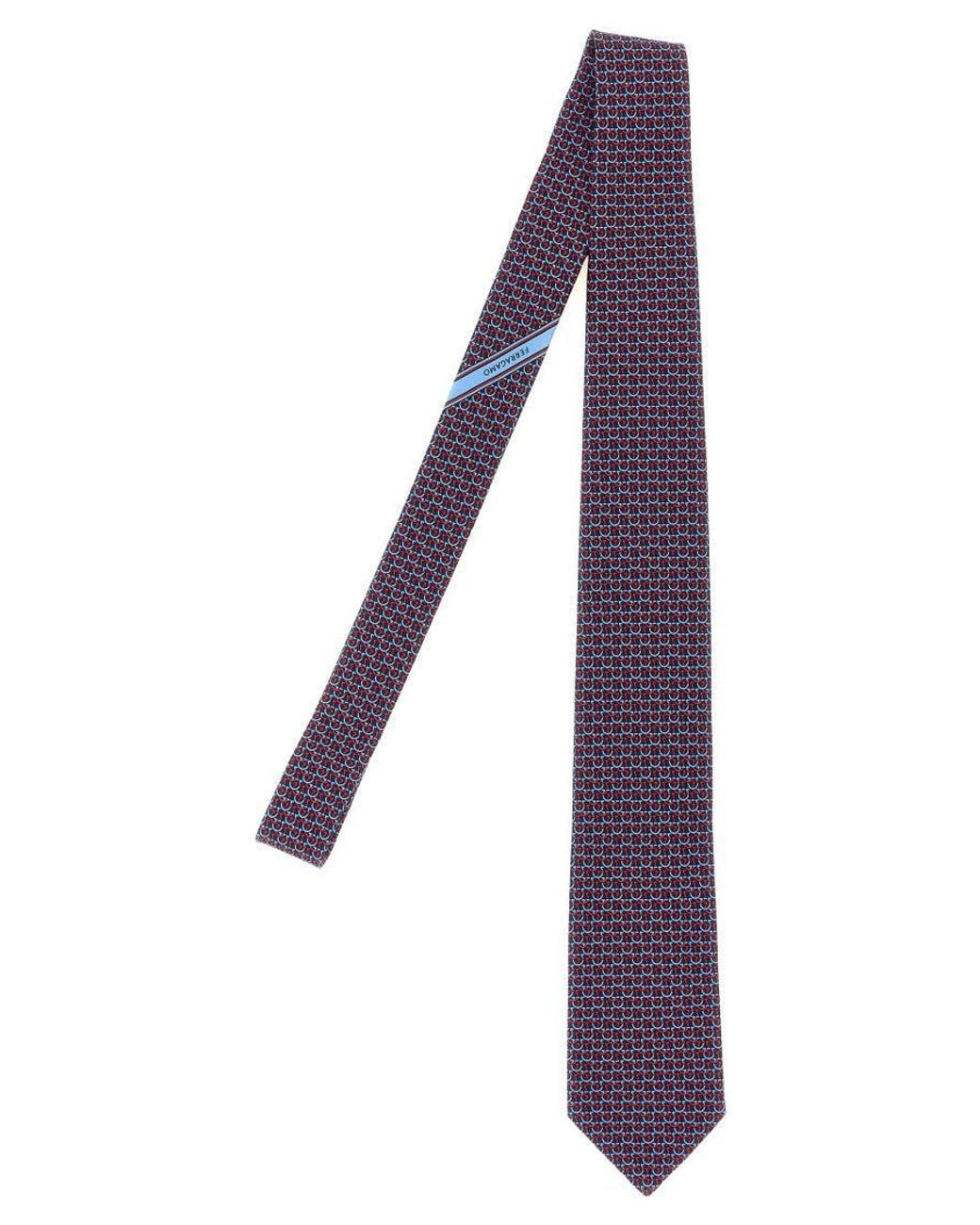 Ferragamo Purple Geometric Pattern Tie for men
