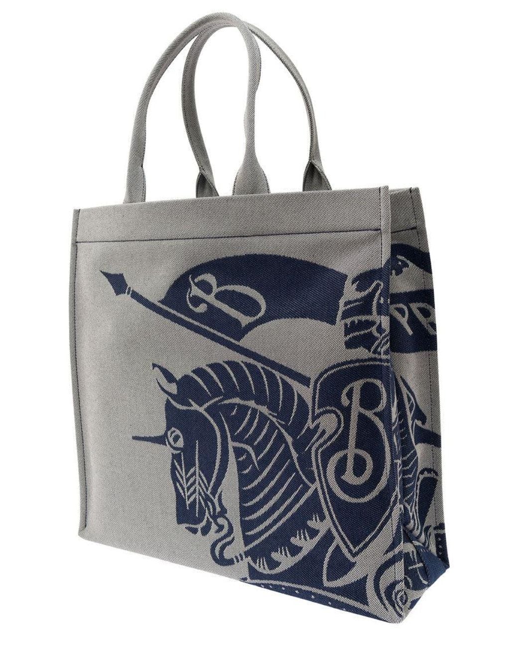 Burberry Gray Equestrian Knight Tote Bag for men