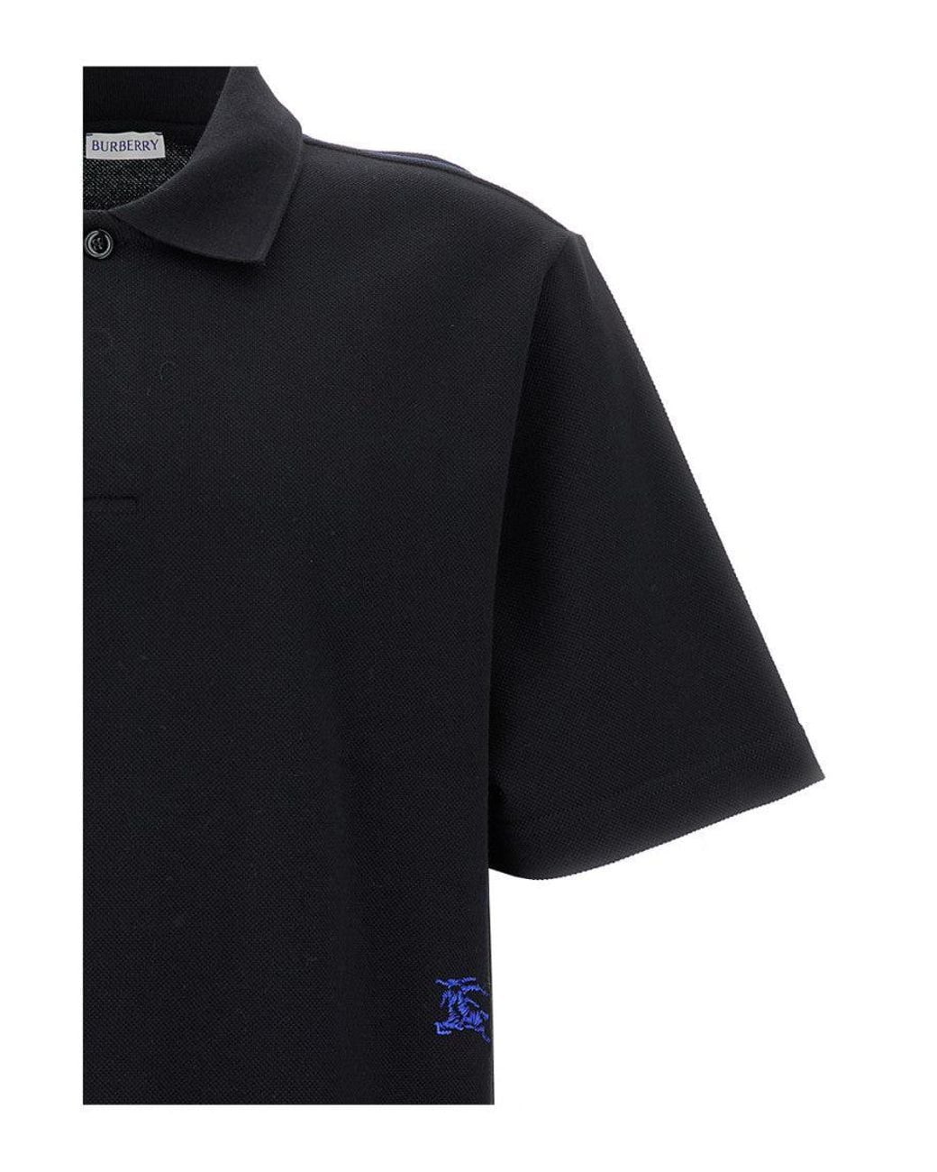 Burberry Black Solid Shirt Collar Polo for men
