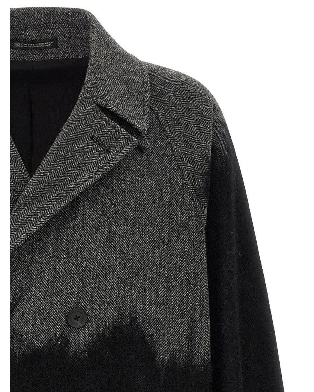 Yohji Yamamoto Black Double Breasted Coat for men