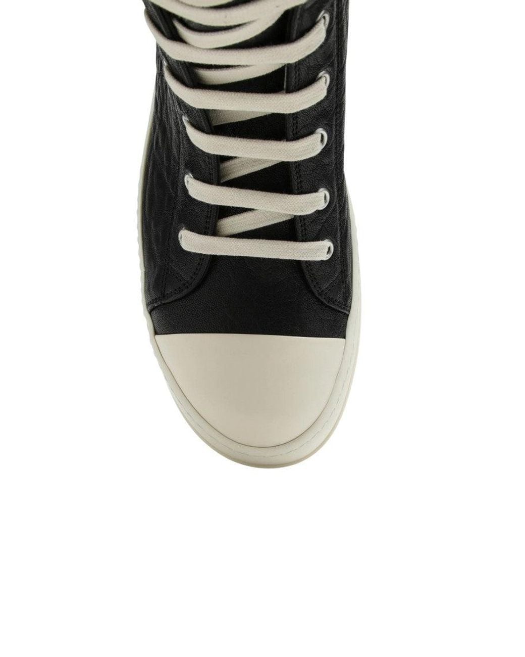 Rick Owens Black Textured High-Top Sneakers for men