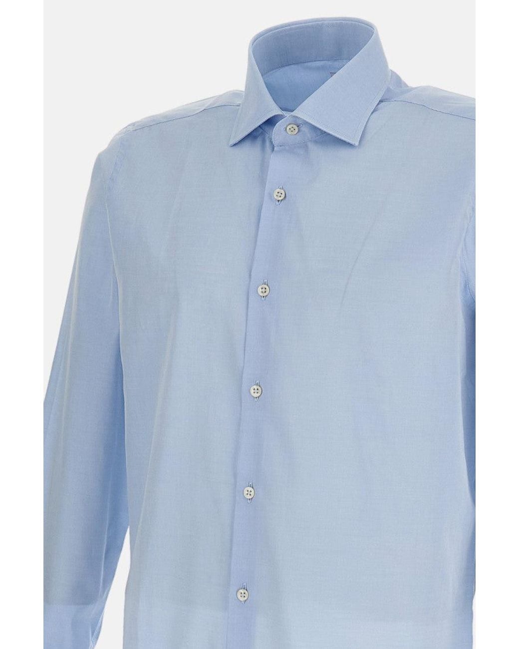 Bagutta Blue Classic Cotton Shirt for men