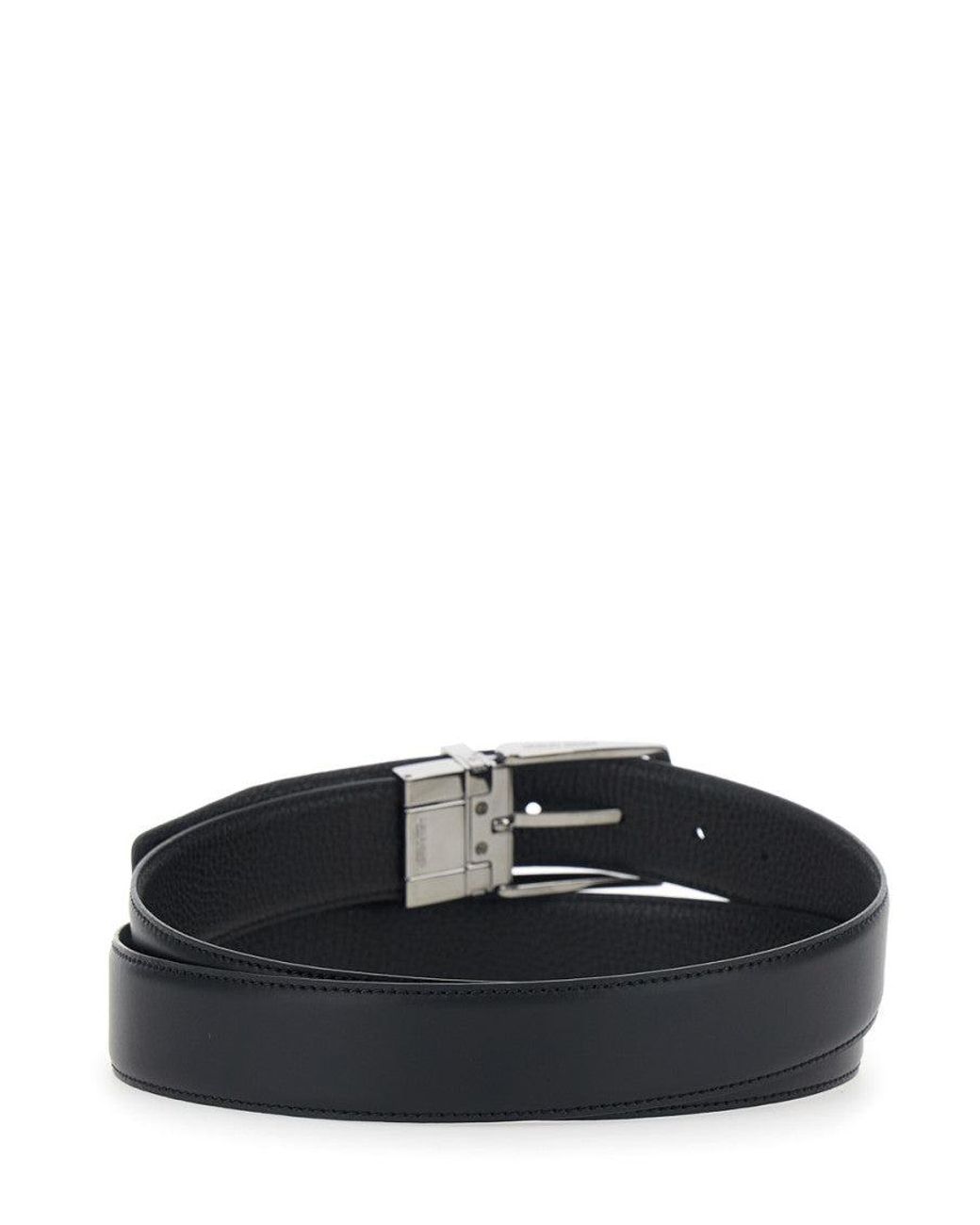 Giorgio Armani Black Reversible Belt for men