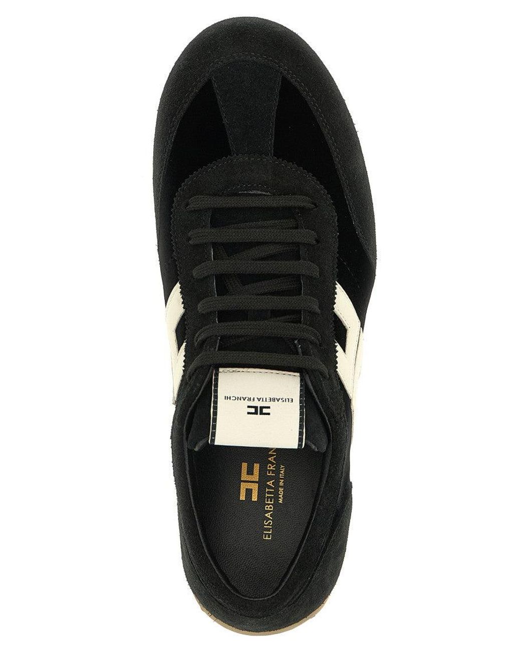 Elisabetta Franchi Black Nappa And Velvet Sneakers