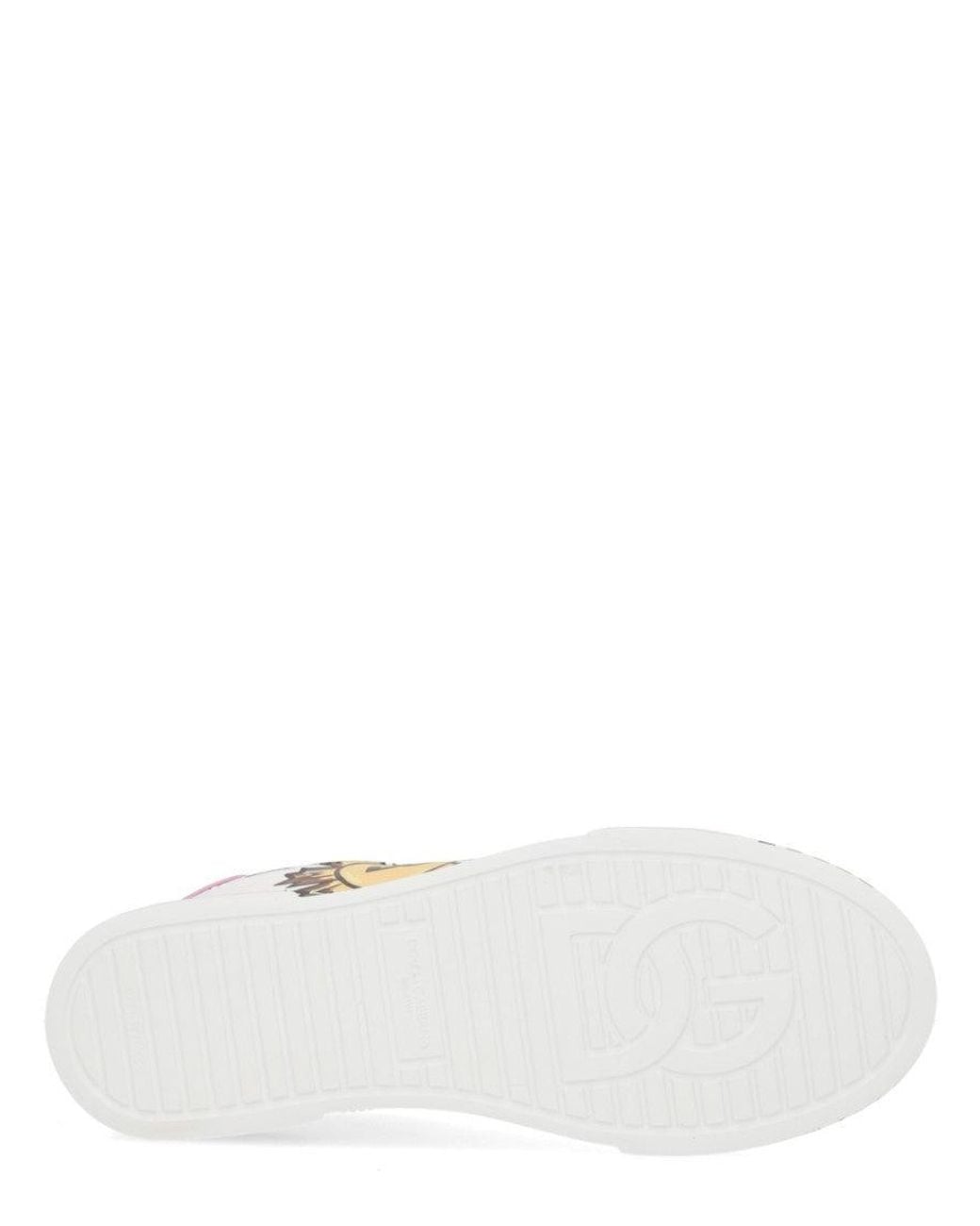 Dolce & Gabbana White Graphic Portofino Sneakers
