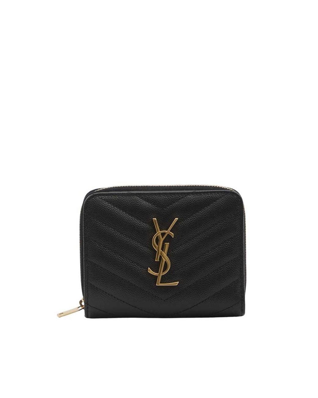 Saint Laurent Black Cassandre Logo Wallet