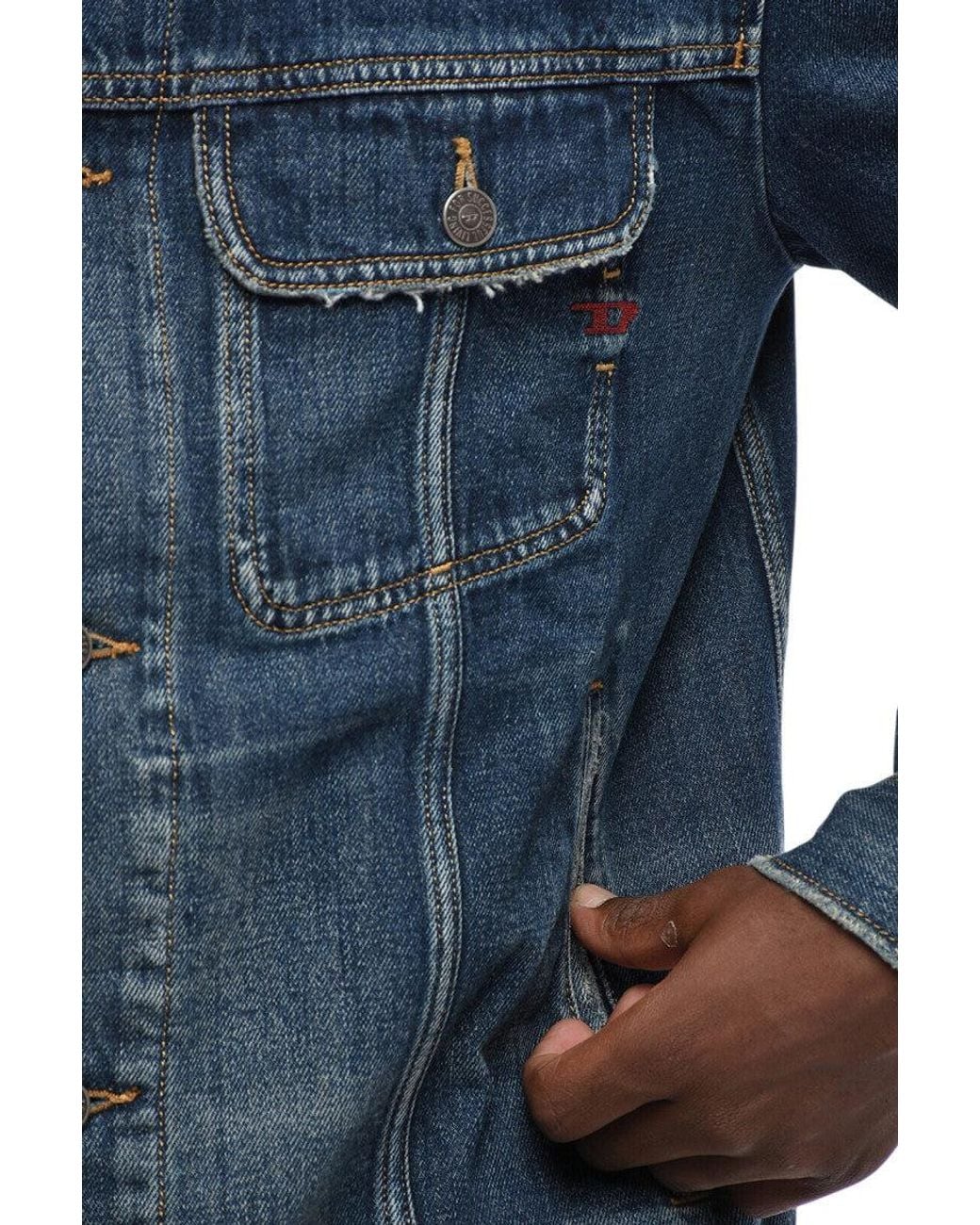 DIESEL Blue Distressed Denim Jacket for men