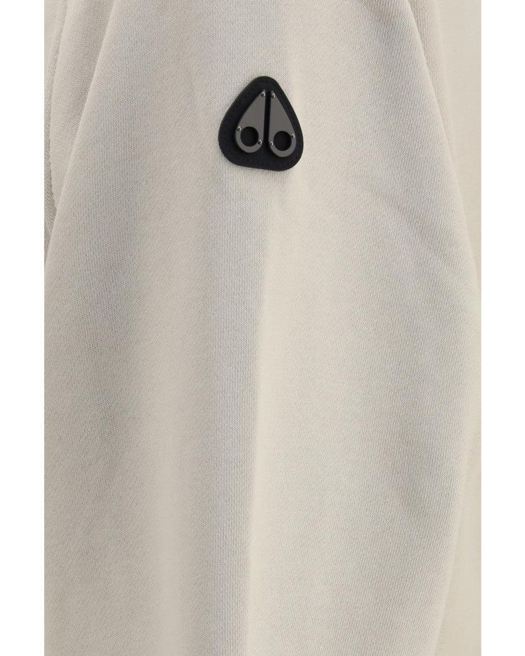 Moose Knuckles White Logo Crew Neck Sweatshirt