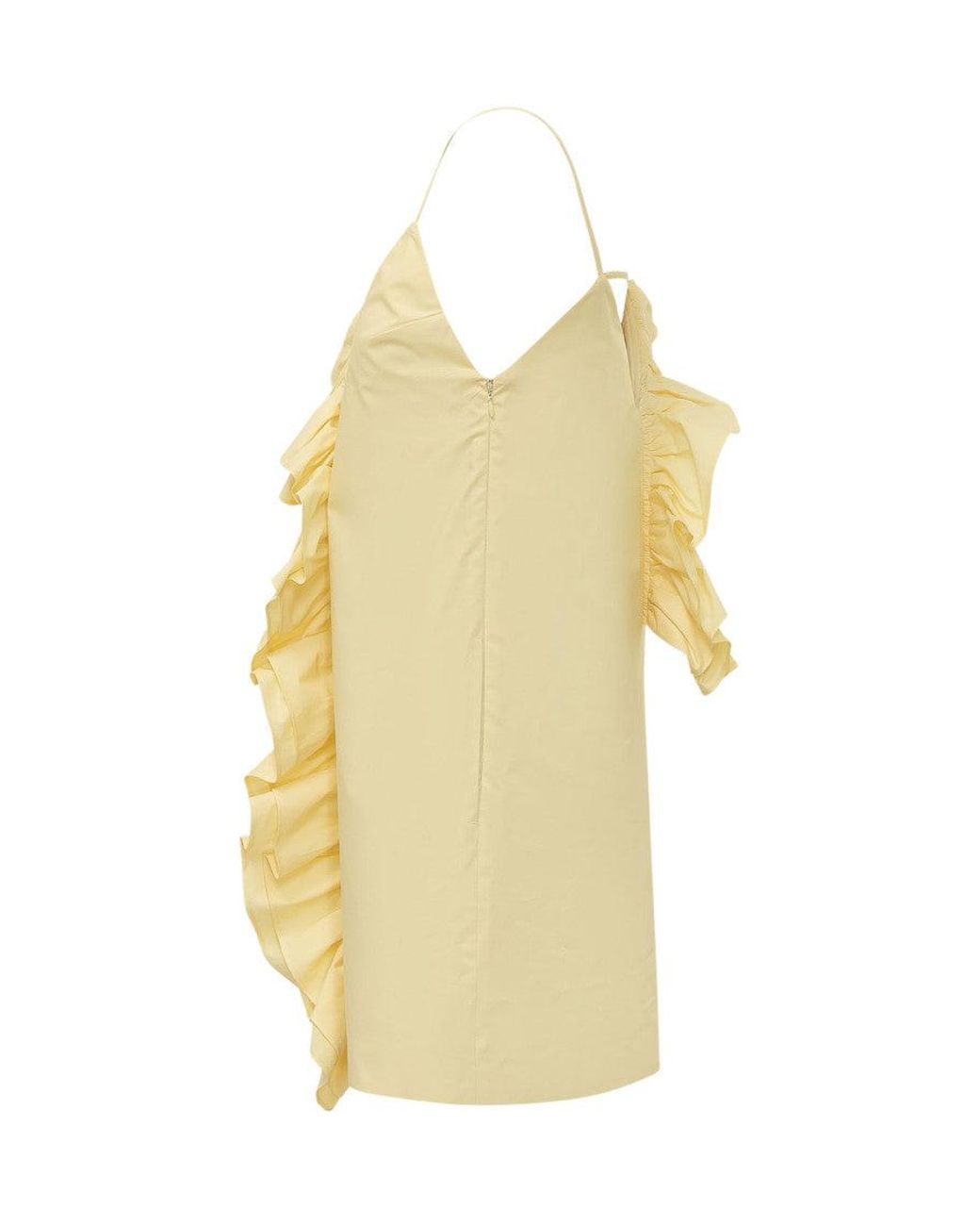 MSGM Yellow Solid V Neck Knee Length Dress