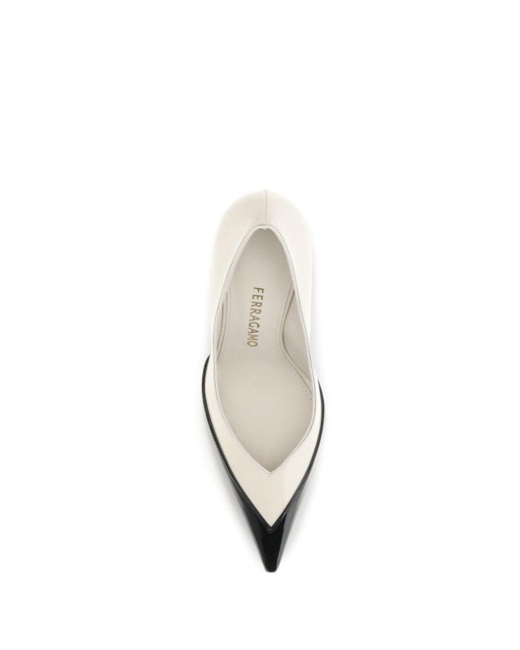 Ferragamo White Color Block Classic Pumps