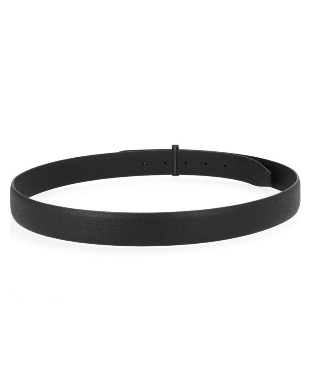 Tom Ford Black T Buckle Solid Belt for men