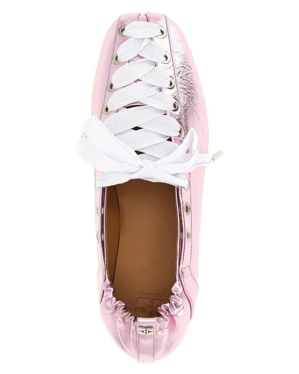 Ganni White Lace-Up Ballet Sneakers