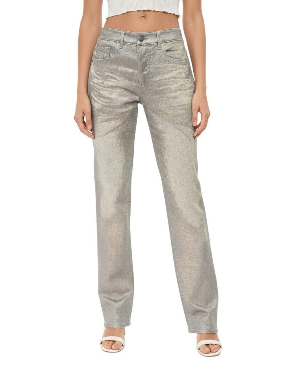DIESEL Gray Slim Mid Rise Jeans