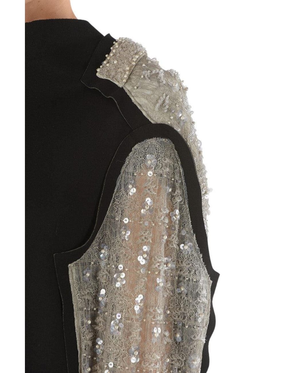 Maison Margiela Black Embellished Crew Neck Mini Dress