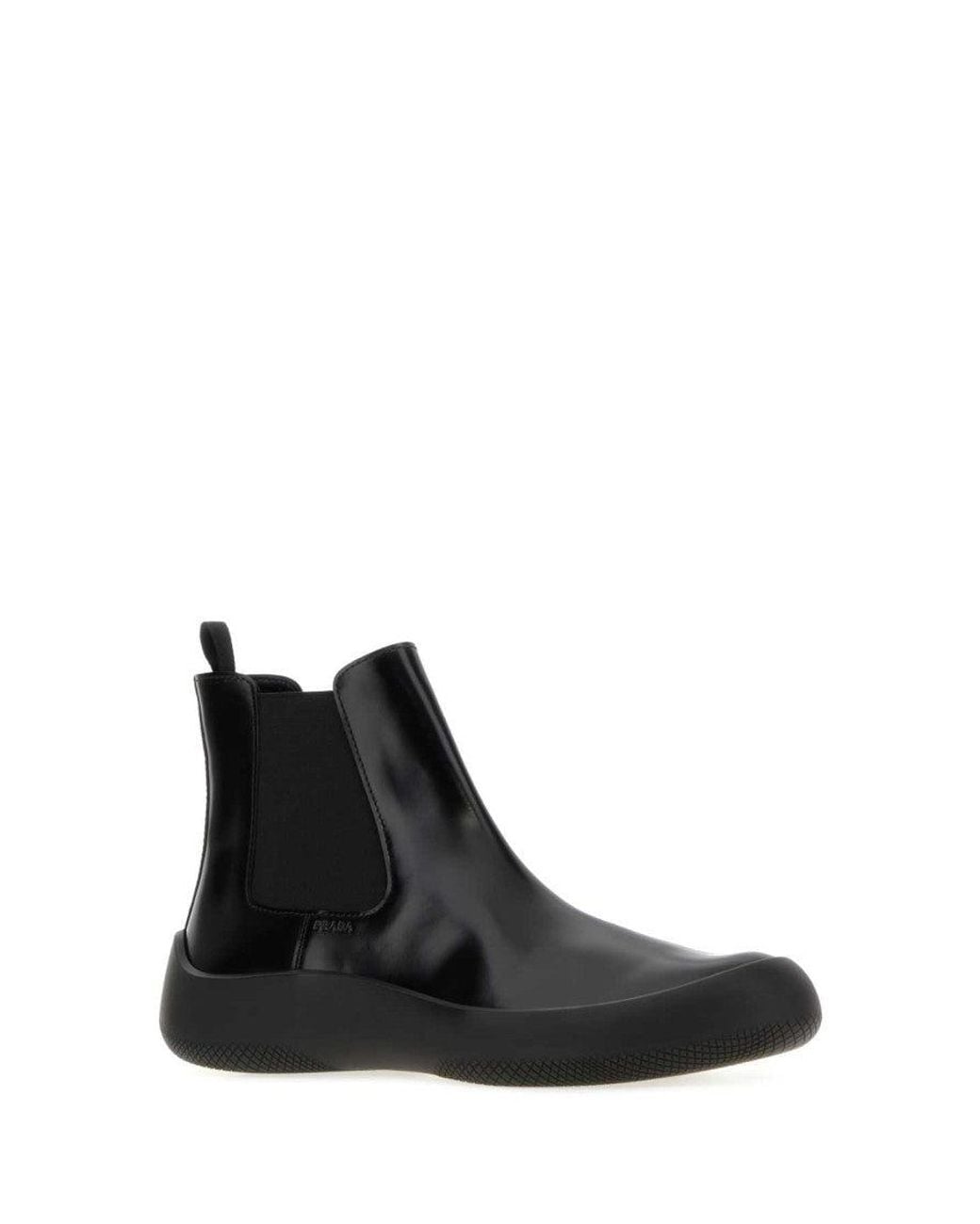 Prada Black Leather Ankle Boots for men
