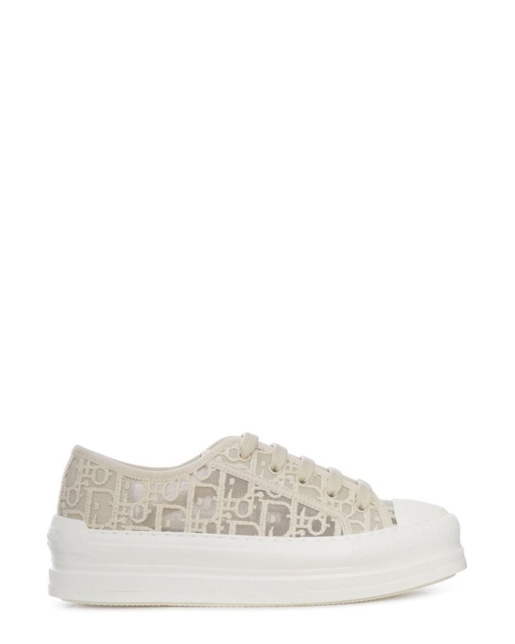 Dior White Ecru Logo Sneakers