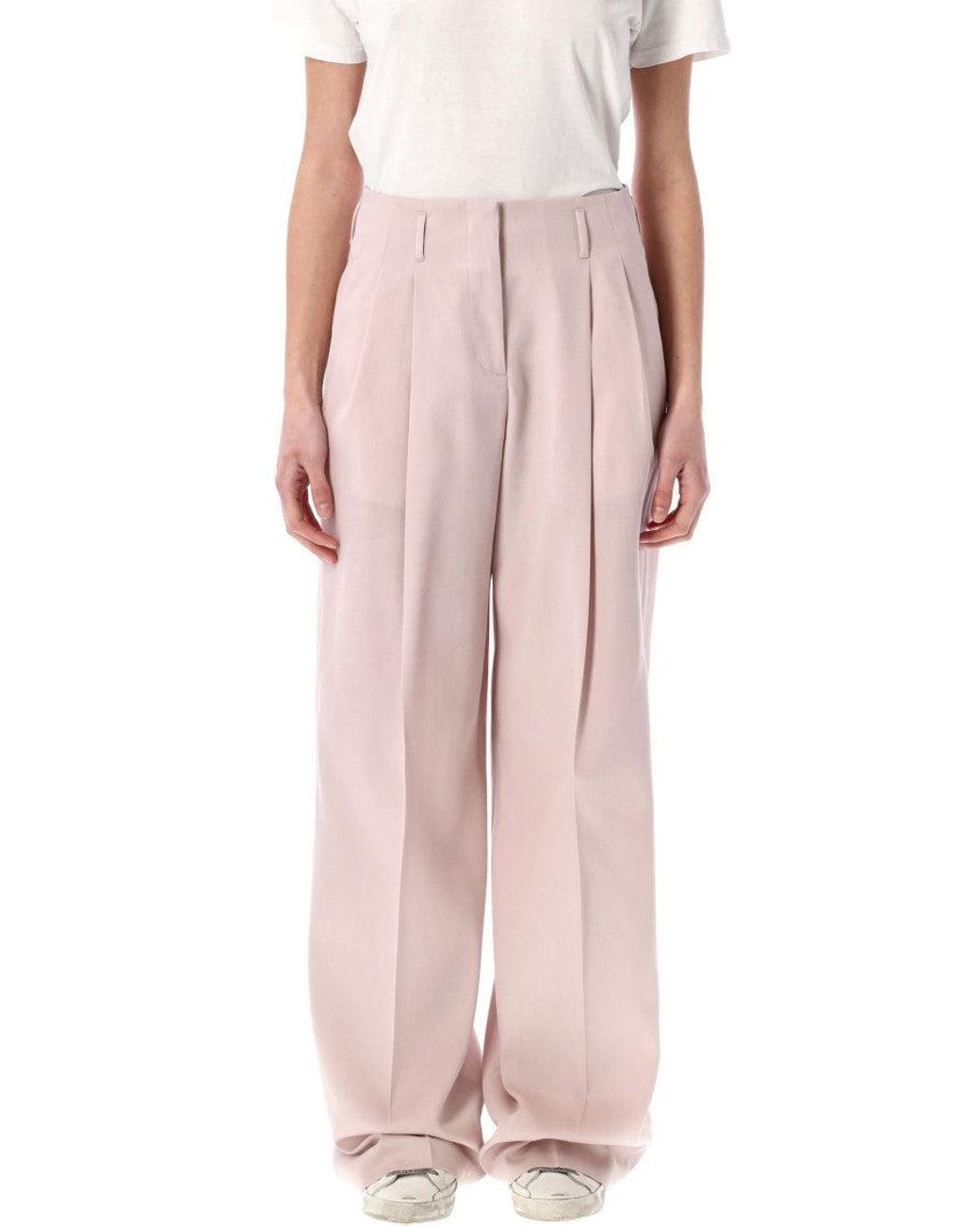 Golden Goose Deluxe Brand Pink Natural Wool Wide Leg Pants