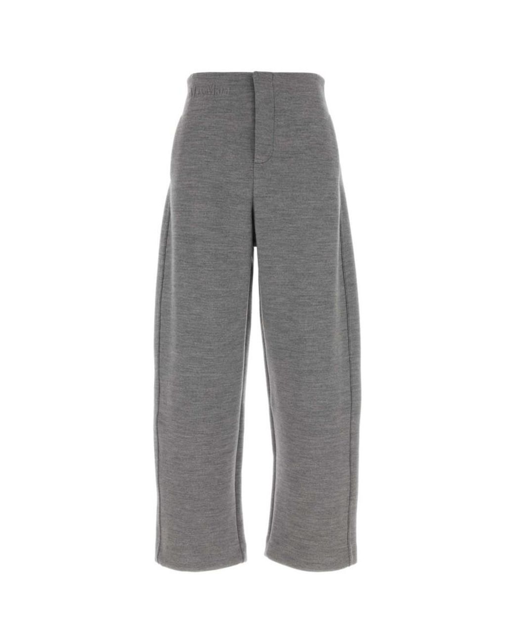 Max Mara Gray Straight Flat Front Pants