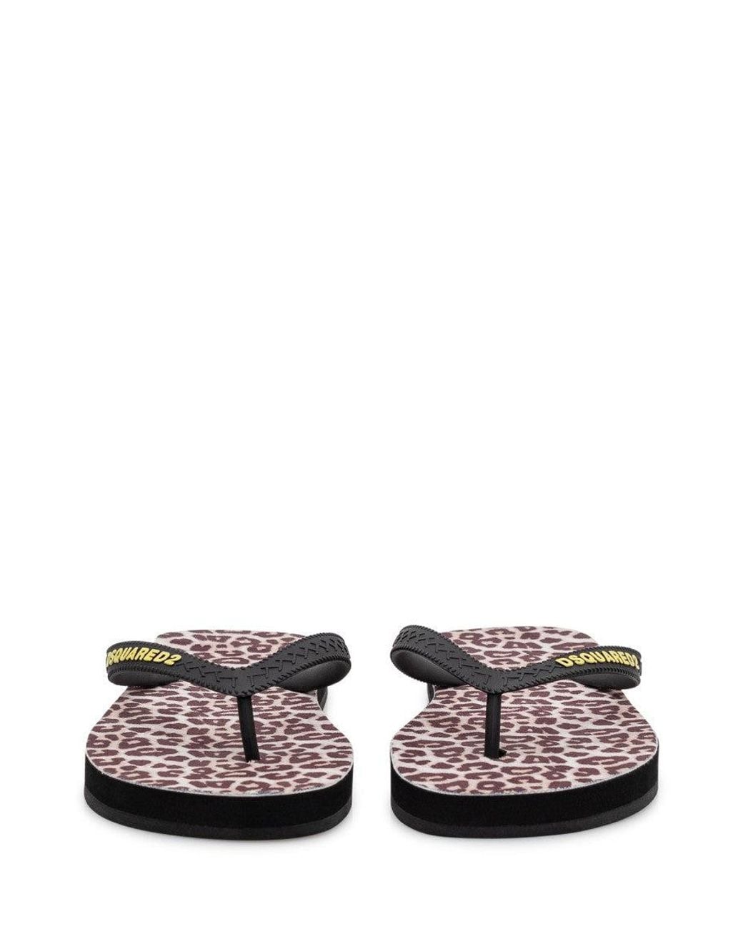 DSquared² Black Stylish Animal Print Logo Sandals