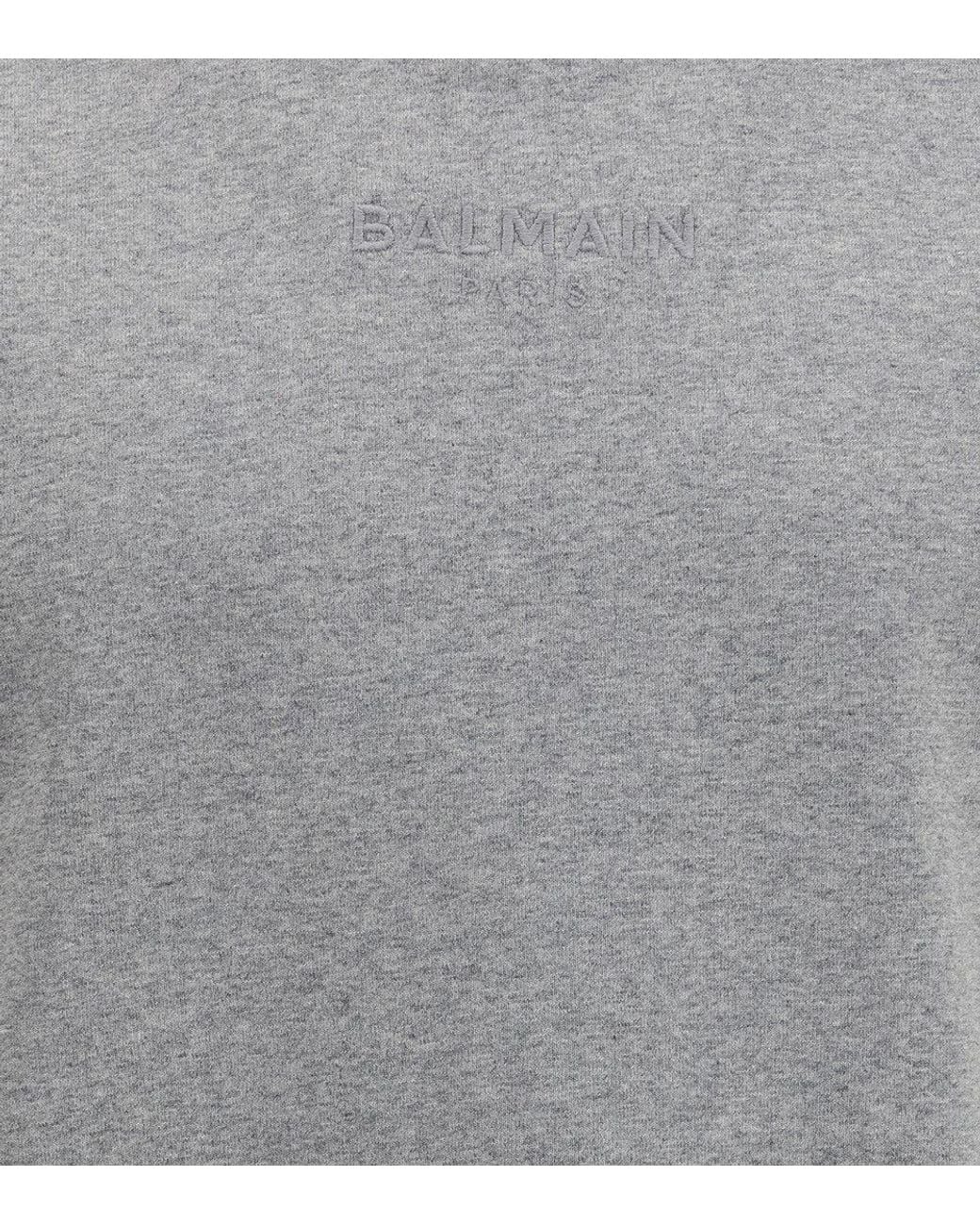 Balmain Gray Crew Neck T-Shirt for men