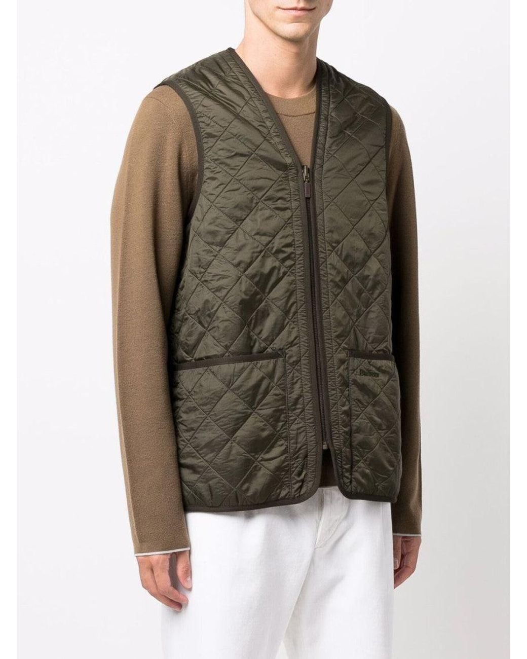 Barbour Green Quilted Sleeveless Vest for men