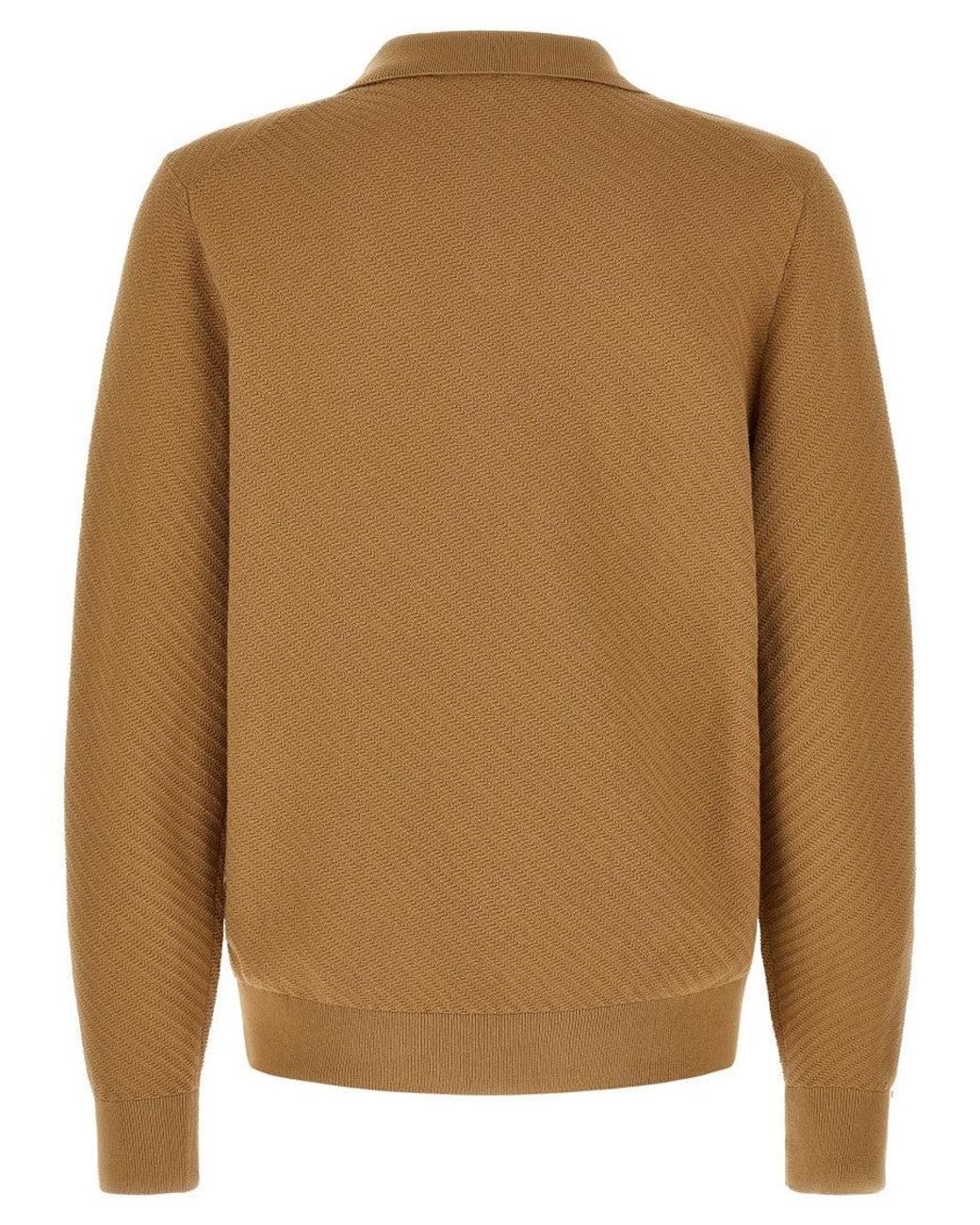 Boss Brown Regular Polo Sweater for men