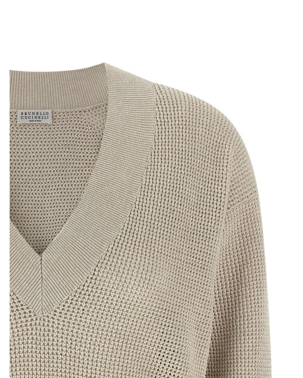 Brunello Cucinelli Gray Openwork Sweater