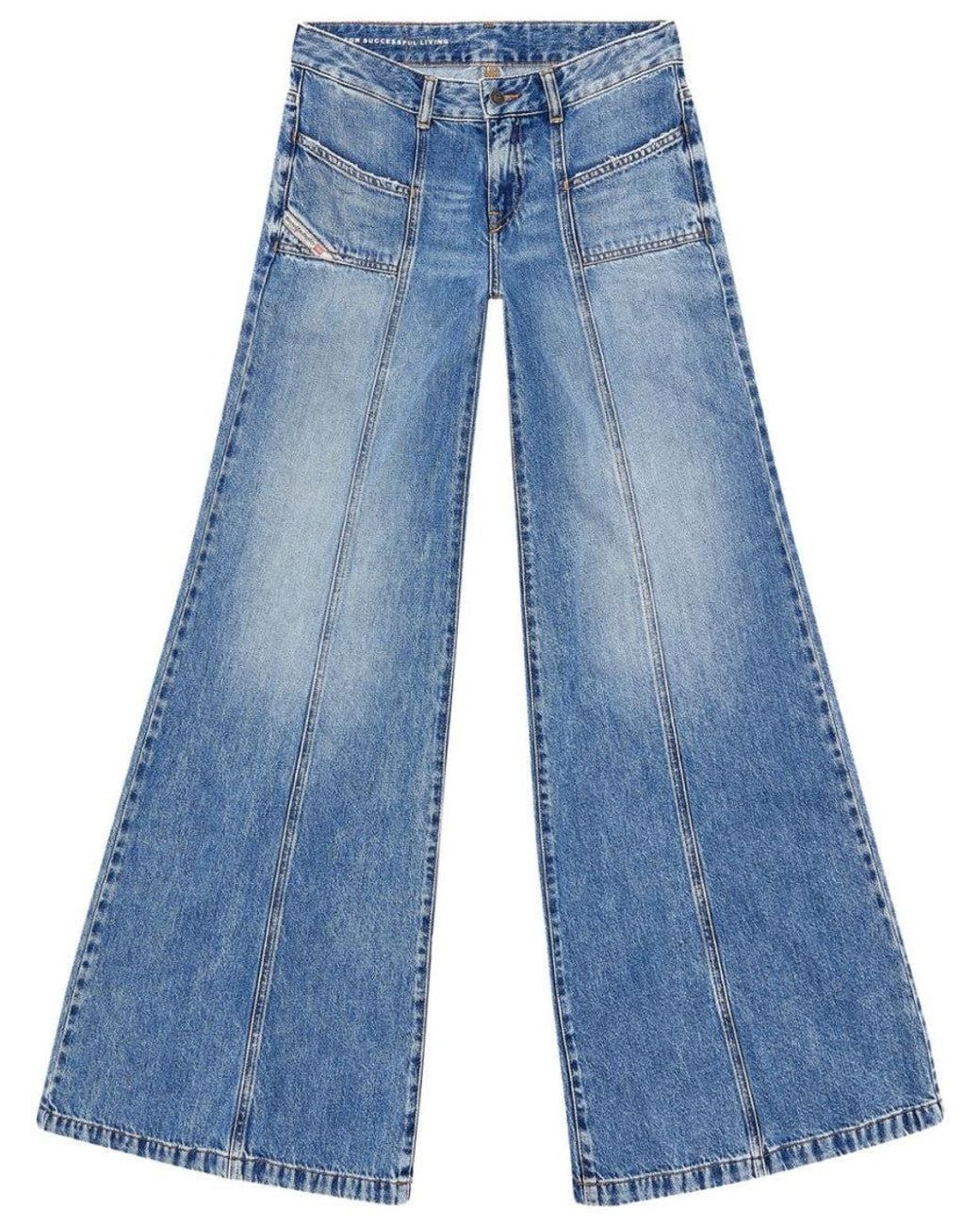 DIESEL Blue Flared Mid Rise Jeans