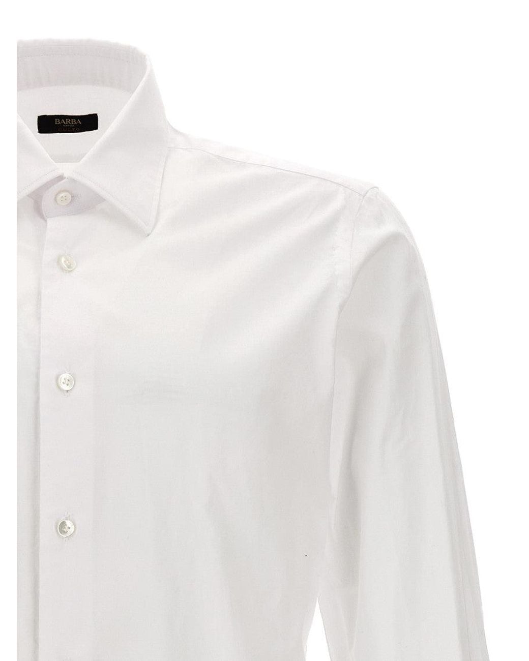 Barba Napoli White Cotton Shirt for men