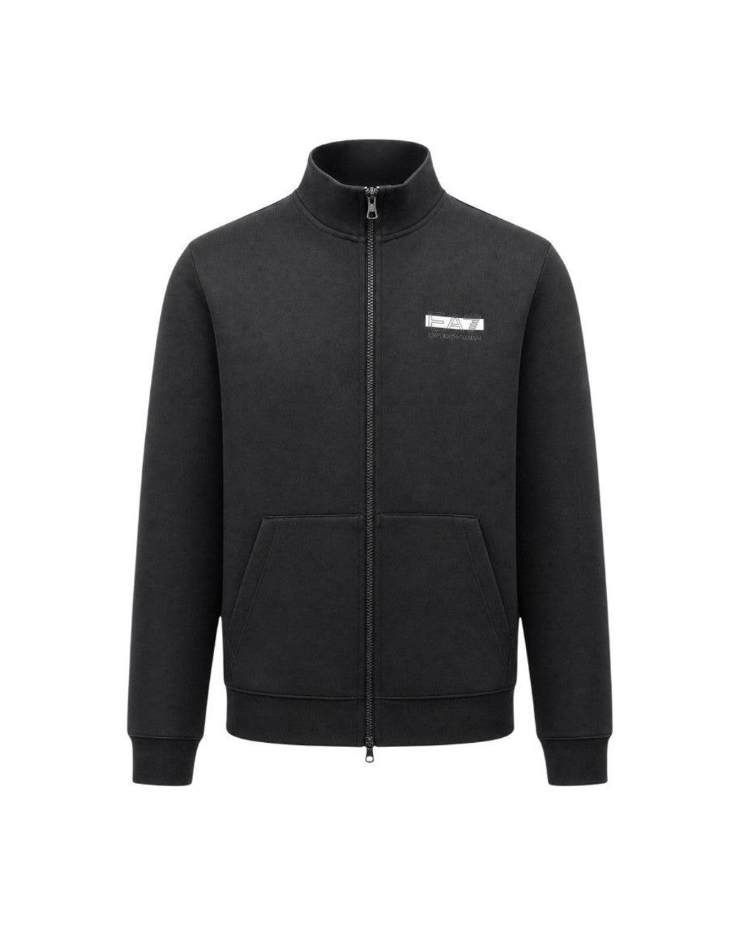 EA7 Black Regular Logo Tracksuit for men