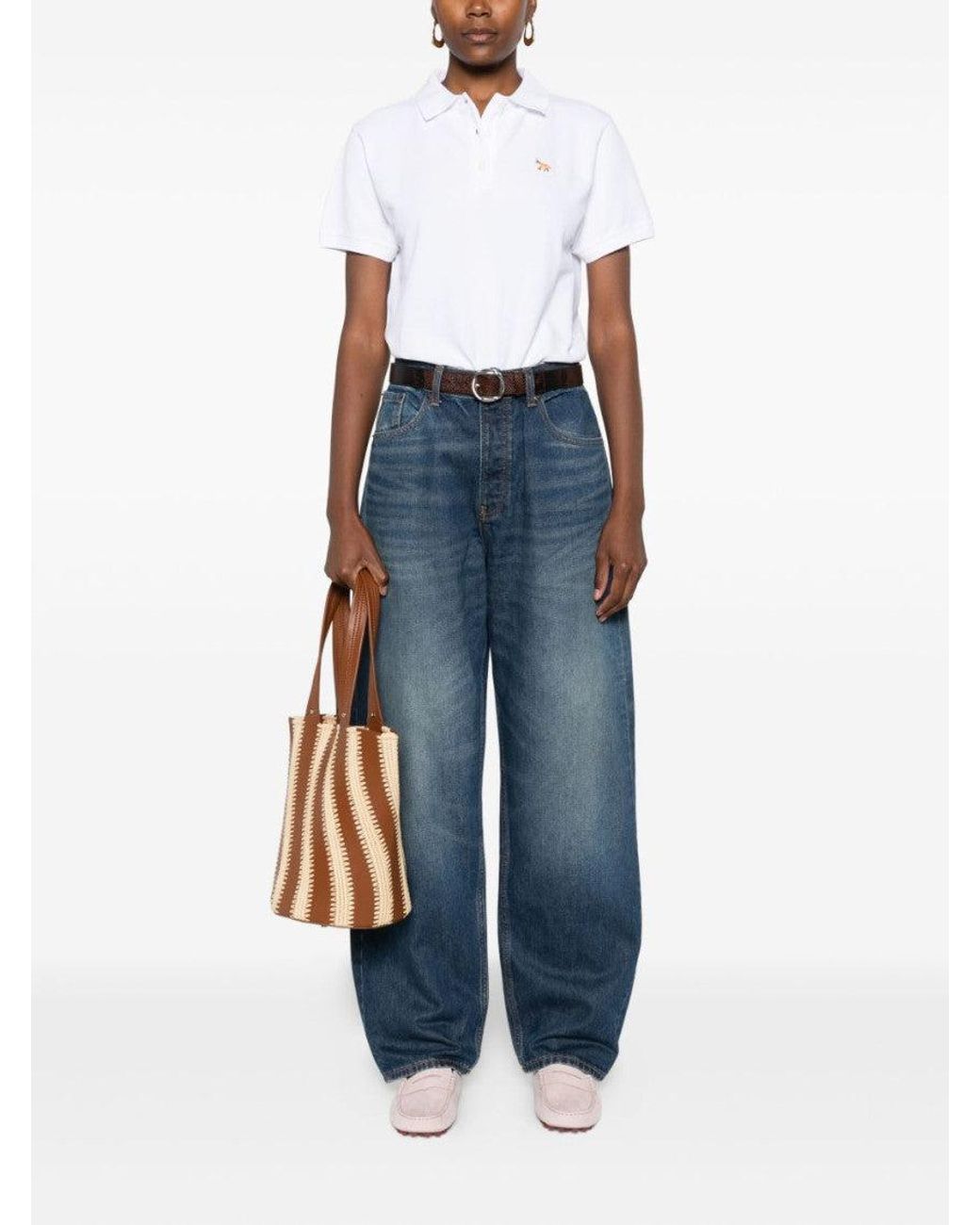 Maison Kitsuné White Classic Collar Logo Polo