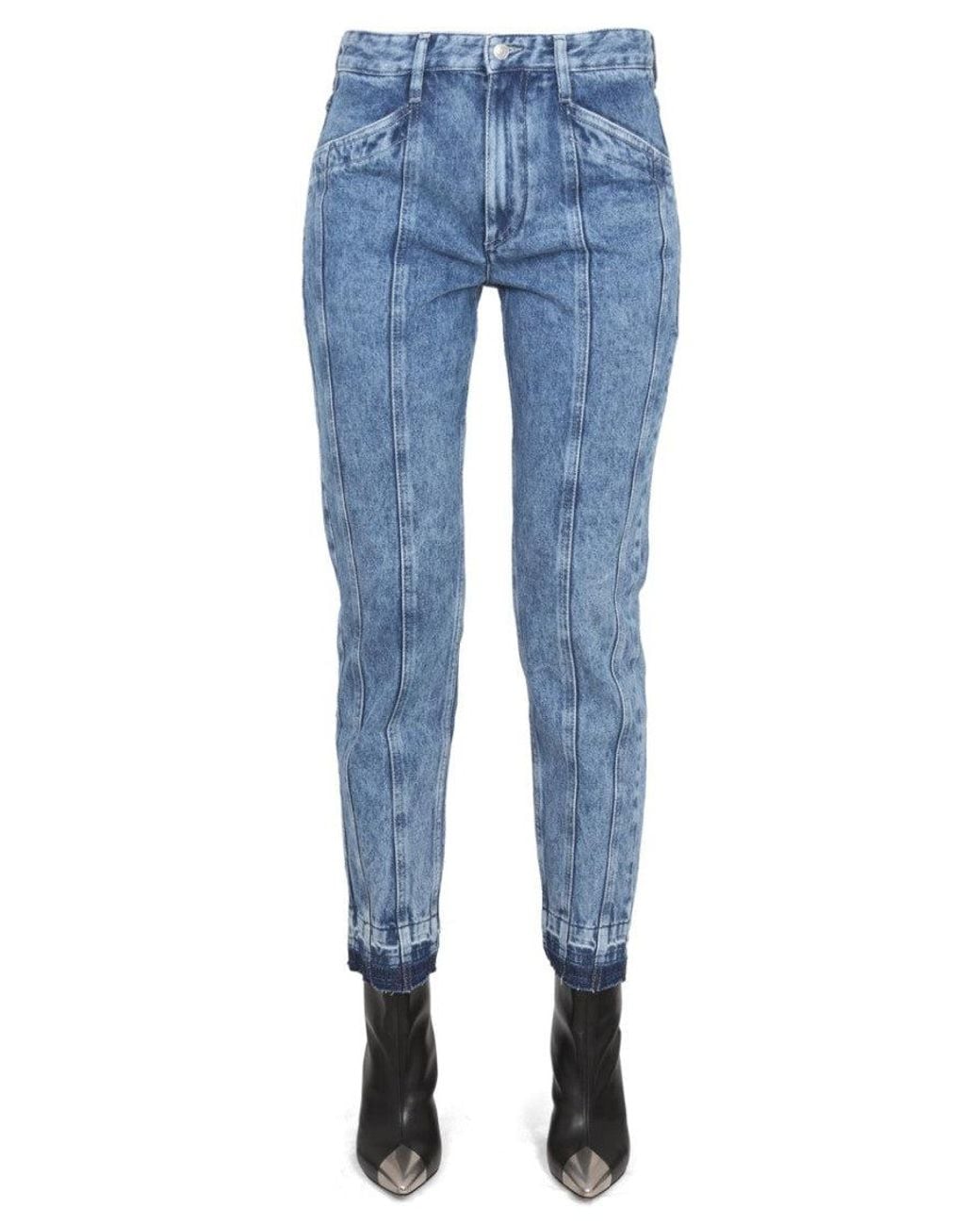 Isabel Marant Blue Denim Tapered High Rise Jeans