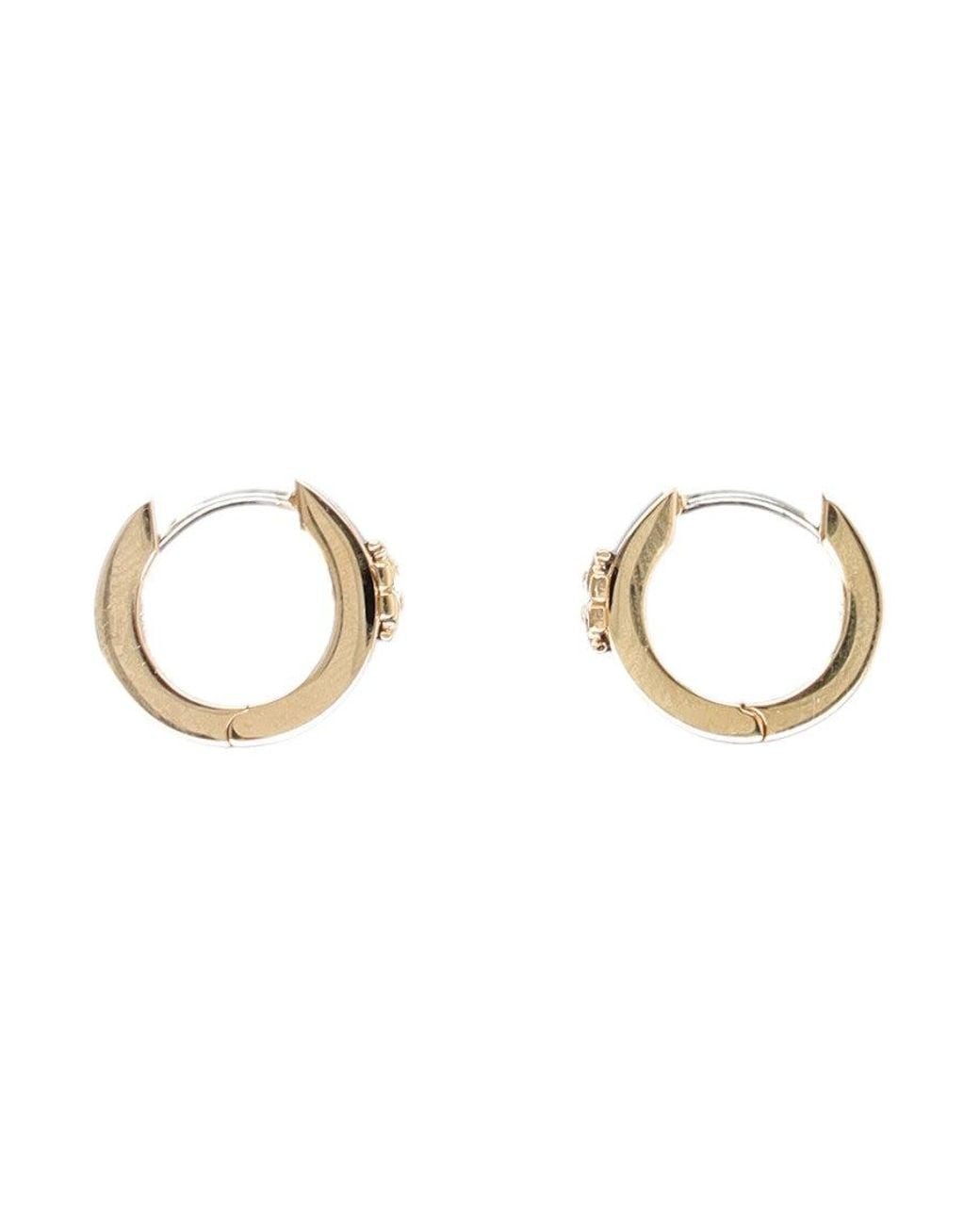 Tory Burch Metallic Golden Kira Enamel Huggie Earrings