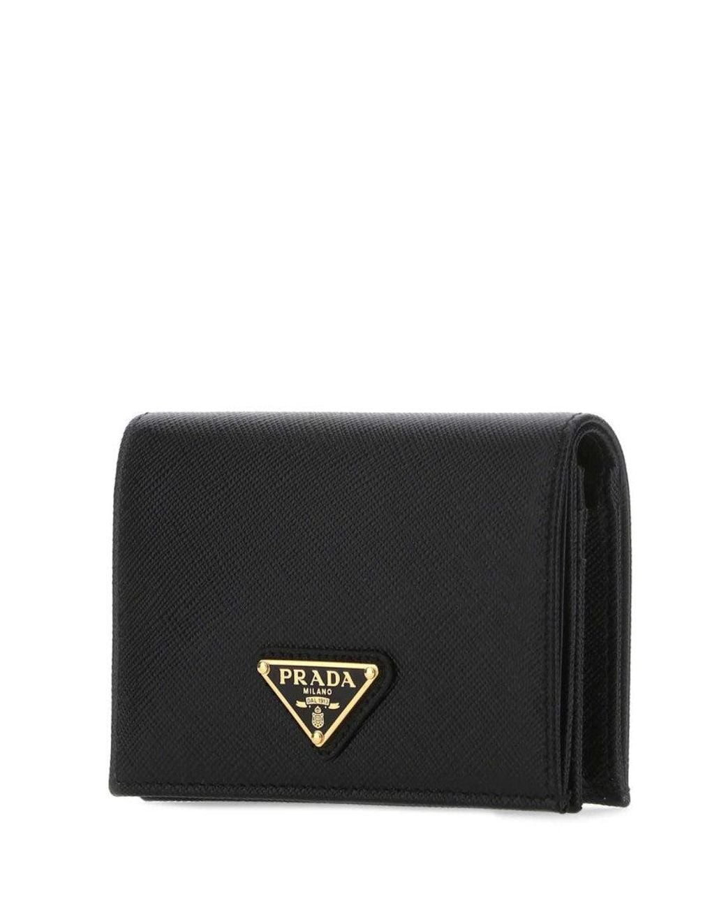 Prada Black Textured Logo Wallet