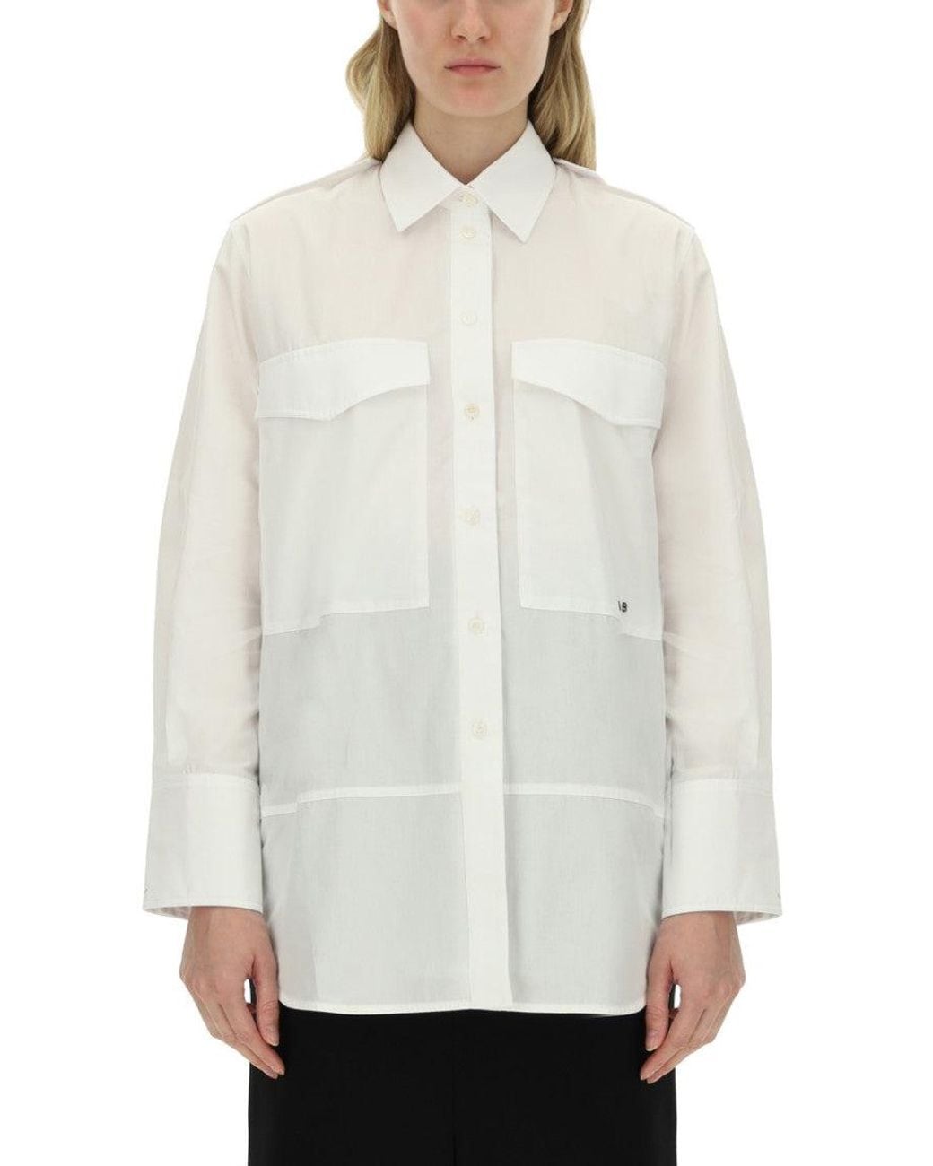 Victoria Beckham White Oversized Solid Shirt