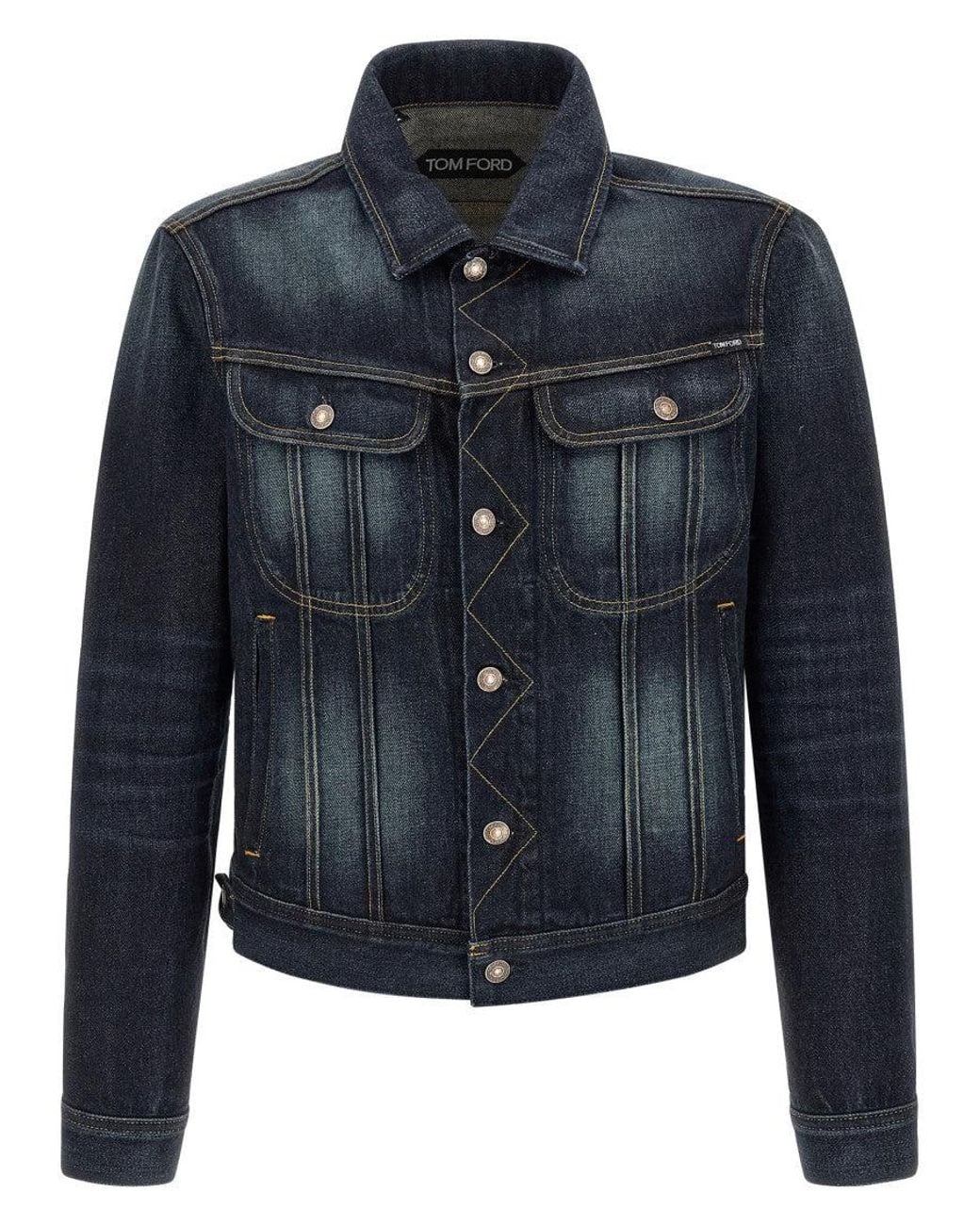 Tom Ford Blue Solid Shirt Collar Jacket for men