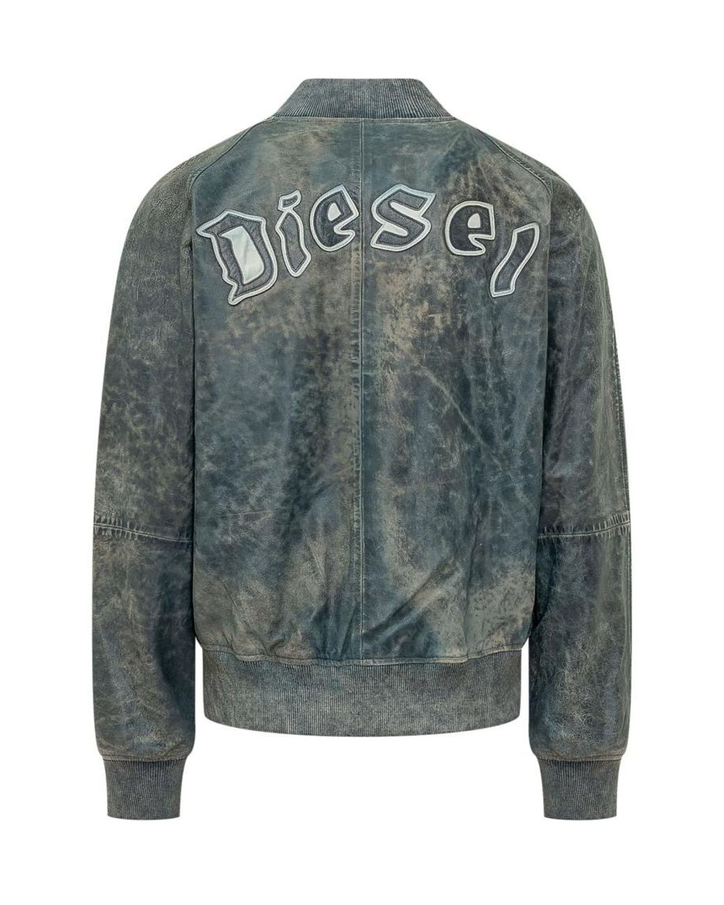 DIESEL Green Solid Band Collar Jacket for men