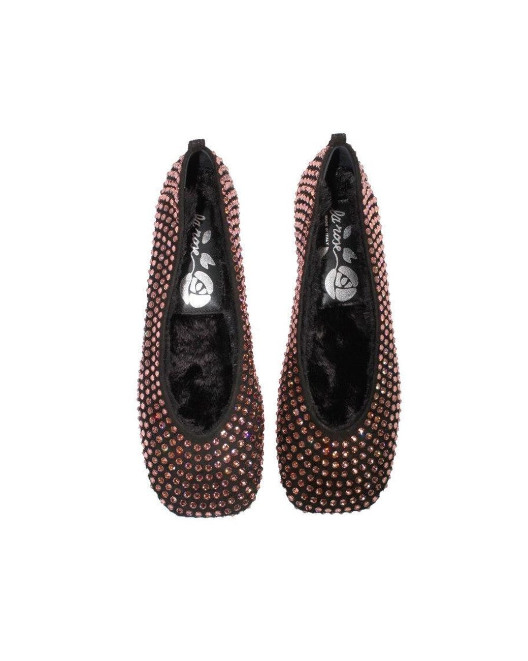 LA ROSE White Crystal Ballet Flats
