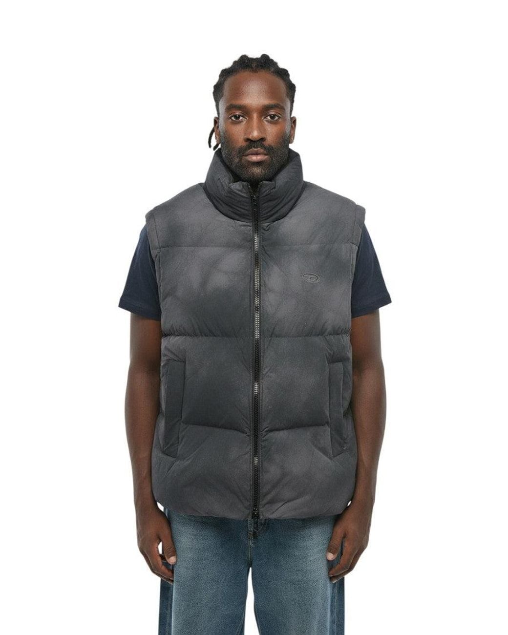 DIESEL Gray Sleeveless Down Jacket for men