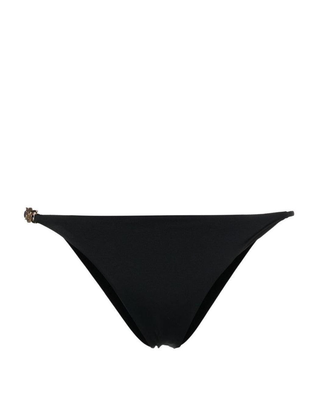 Versace Black Solid Bikini Bottom Swimwear