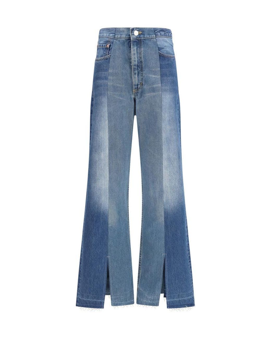 E.L.V. Denim Blue Light Flared High Rise Jeans