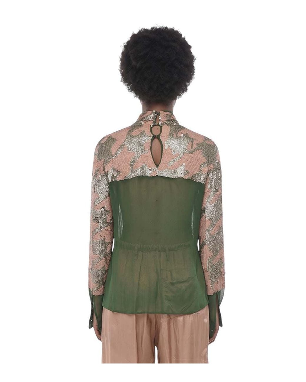 Dries Van Noten Multicolor Camo Mock Collar Top