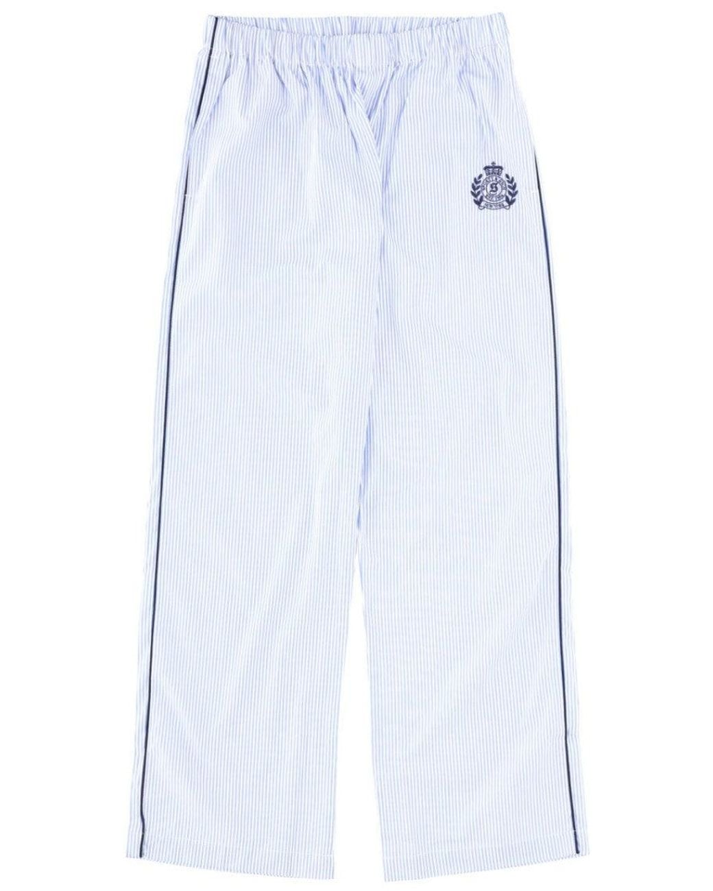 Sporty & Rich Blue Stripes Logo Pyjama for men